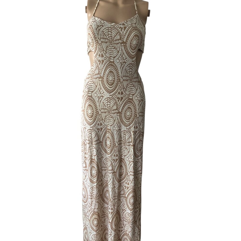 Caribbean Queen Halter Style Open Back Maxi Dress X-Cindyana Santangelo